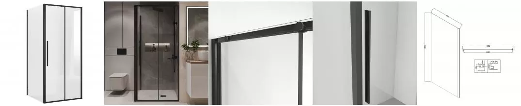 Душевой угол-ограждение «Niagara» Nova NG-84-9AB-A90B-34 90/90 прозрачный/чёрный матовый без поддона универсальный Душевой угол-ограждение «Niagara» Nova NG-84-9AB-A90B-34 90/90 прозрачный/чёрный матовый без поддона универсальный