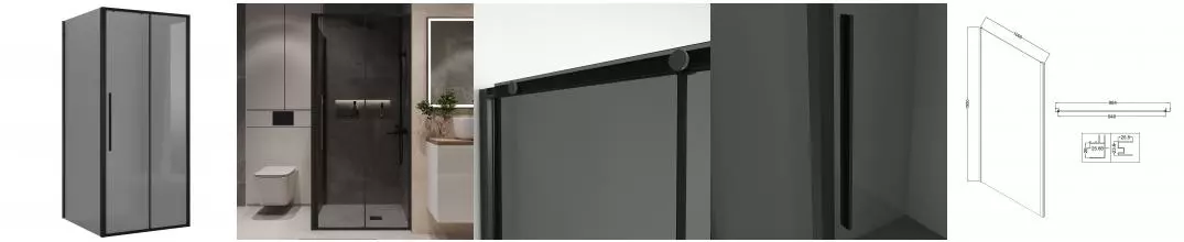 Душевой угол-ограждение «Niagara» Nova NG-85-10TB-TB100-34 100/100 тонированный/матовый чёрный без поддона универсальный Душевой угол-ограждение «Niagara» Nova NG-85-10TB-TB100-34 100/100 тонированный/матовый чёрный без поддона универсальный