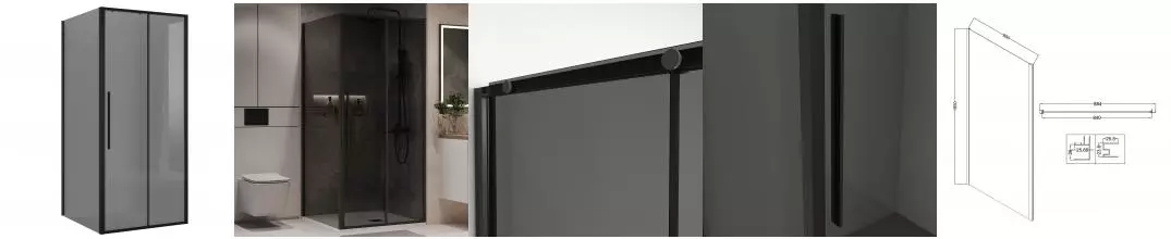 Душевой угол-ограждение «Niagara» Nova NG-85-10TB-TB90-34 100/90 тонированный/матовый чёрный без поддона универсальный Душевой угол-ограждение «Niagara» Nova NG-85-10TB-TB90-34 100/90 тонированный/матовый чёрный без поддона универсальный