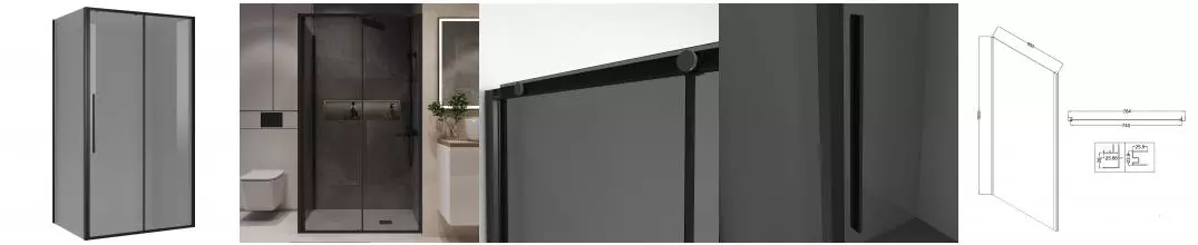 Душевой угол-ограждение «Niagara» Nova NG-85-11TB-TB80-34 110/80 тонированный/матовый чёрный без поддона универсальный Душевой угол-ограждение «Niagara» Nova NG-85-11TB-TB80-34 110/80 тонированный/матовый чёрный без поддона универсальный