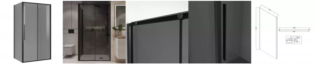 Душевой угол-ограждение «Niagara» Nova NG-85-13TB-TB90-34 130/90 тонированный/матовый чёрный без поддона универсальный Душевой угол-ограждение «Niagara» Nova NG-85-13TB-TB90-34 130/90 тонированный/матовый чёрный без поддона универсальный