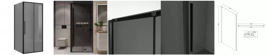 Душевой угол-ограждение «Niagara» Nova NG-85-9TB-TB90-34 90/90 тонированный/матовый чёрный без поддона универсальный Душевой угол-ограждение «Niagara» Nova NG-85-9TB-TB90-34 90/90 тонированный/матовый чёрный без поддона универсальный