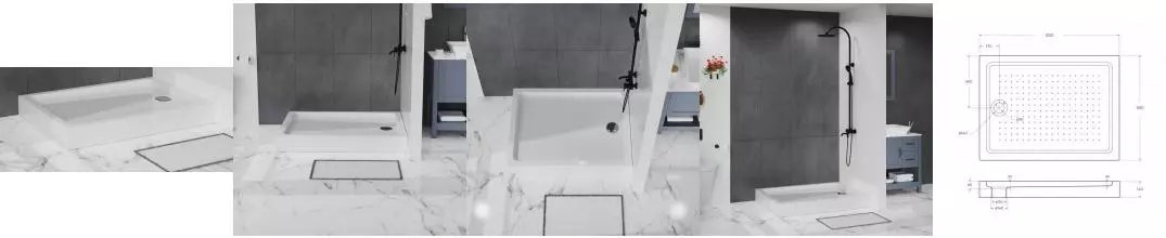 Душевой поддон «Belbagno» TRAY-BB-AH-120/90-15-W низкий акриловый прямоугольный с сифоном белый/хром