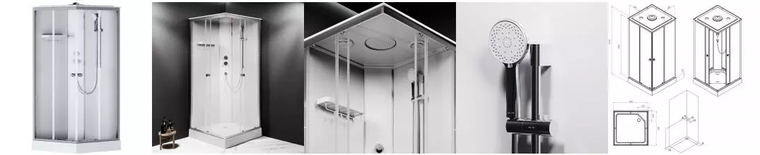 Душевая кабина «Am.Pm» X-Joy W94C-403-090MT 89,5/89,5 низкий поддон прозрачная/белая