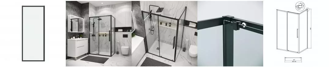 Боковая стенка 200.K33.02.90.21.00 Cosmo (90*195) чёрный матовый, стекло прозрачное, 1 место 200.K33.02.90.21.00 · Cosmo, Grossman, 200.K33.02.90.21.00