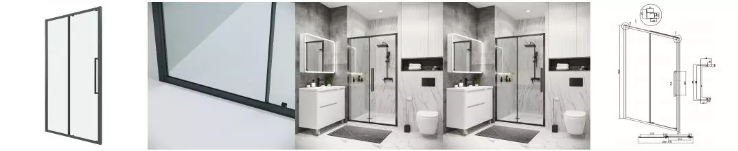 Душевая дверь «Grossman» Cosmo 100.K33.02.130.42.00 130/195 прозрачная/графит сатин без поддона