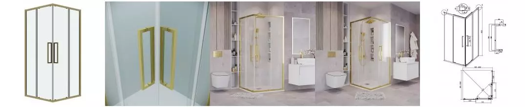 Душевой угол-ограждение «Grossman» Cosmo 300.K33.02.1010.32.00 100/100 прозрачный/золото сатин без поддона Душевой угол-ограждение «Grossman» Cosmo 300.K33.02.1010.32.00 100/100 прозрачный/золото сатин без поддона