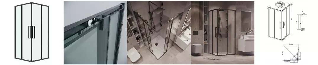 Душевой угол-ограждение «Grossman» Cosmo 300.K33.02.8080.42.00 80/80 прозрачный/графит сатин без поддона