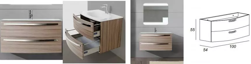 Тумба с раковиной «Cezares» Comfort 100 (Comfort 101/55) подвесная Larice