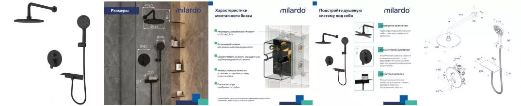 Душевая система «Milardo» Rora RORBL02M67 чёрная матовая Душевая система «Milardo» Rora RORBL02M67 чёрная матовая
