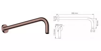 Кронштейн для верхнего душа «WasserKRAFT» Asphe A338 33 розовое золото