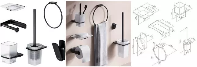 Набор аксессуаров «Am.Pm» Inspire V2.0 AK50D1206B на стену чёрный матовый