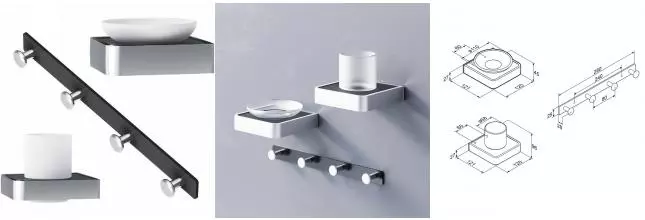 Набор аксессуаров «Damixa» Jupiter DAK77B2803W на стену хром