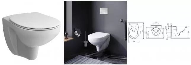 Подвесной унитаз безободковый «Damixa» Elder DX17C1700SC белый с сиденьем дюропласт с микролифтом