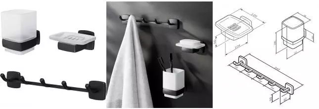 Набор аксессуаров «Am.Pm» Gem AK90B1903B на стену чёрный матовый