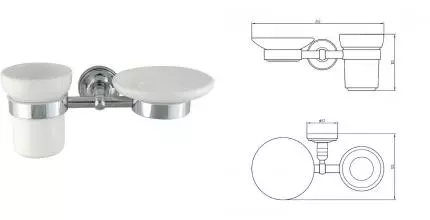 Мыльница со стаканом для зубных щёток «Migliore» Mirella 17244 на стену хром