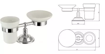 Мыльница со стаканом для зубных щёток «Migliore» Mirella 17245 на стол хром