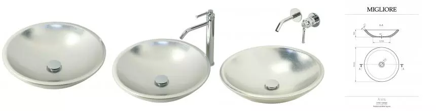 Раковина «Migliore» Arena 46/46 искусственный камень серебро