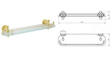Полка к зеркалу «Migliore» Fortuna 27669 на стену золото