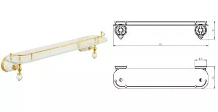 Полка к зеркалу «Migliore» Olivia 17526 на стену золото/белая с декором золото Полка к зеркалу «Migliore» Olivia 17526 на стену золото/белая с декором золото