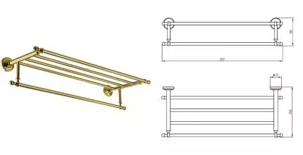 Полотенцедержатель с полкой «Migliore» Mirella 17330 на стену золото