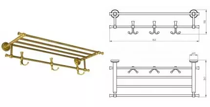 Полотенцедержатель с полкой «Migliore» Fortuna 27713 на стену бронза
