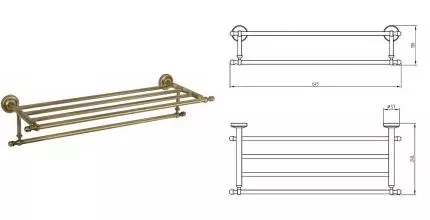 Полотенцедержатель с полкой «Migliore» Mirella 17180 на стену бронза