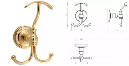 Тройной крючок «Migliore» Mirella 17323 на стену золото Тройной крючок «Migliore» Mirella 17323 на стену золото