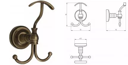 Тройной крючок «Migliore» Mirella 17173 на стену бронза Тройной крючок «Migliore» Mirella 17173 на стену бронза