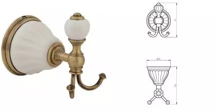 Двойной крючок «Migliore» Olivia 17430 на стену бронза/белый Двойной крючок «Migliore» Olivia 17430 на стену бронза/белый