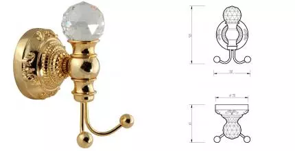 Двойной крючок «Migliore» Cristalia 16838 на стену золото Двойной крючок «Migliore» Cristalia 16838 на стену золото