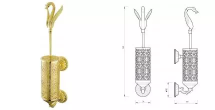 Ёршик для унитаза «Migliore» Luxor 26118 на стену золото Ёршик для унитаза «Migliore» Luxor 26118 на стену золото