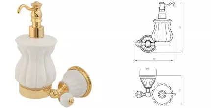 Дозатор для мыла «Migliore» Olivia 17453 на стену золото/белый Дозатор для мыла «Migliore» Olivia 17453 на стену золото/белый