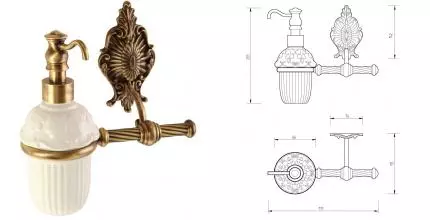 Дозатор для мыла «Migliore» Elisabetta 16994 на стену бронза Дозатор для мыла «Migliore» Elisabetta 16994 на стену бронза