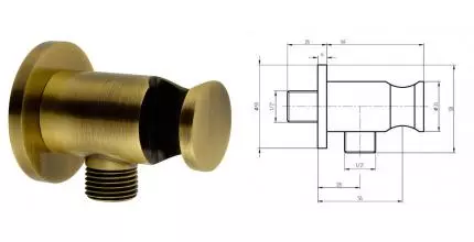 Подключение для душевого шланга «Migliore» Ricambi 30895 с держателем для лейки бронза Подключение для душевого шланга «Migliore» Ricambi 30895 с держателем для лейки бронза