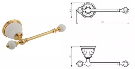 Держатель для туалетной бумаги «Migliore» Olivia 17451 на стену золото/белый Держатель для туалетной бумаги «Migliore» Olivia 17451 на стену золото/белый