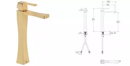 Смеситель для раковины «Migliore» Opera 19054 золото