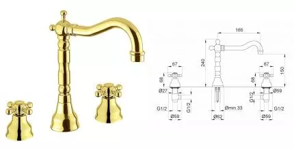 Смеситель для раковины «Migliore» Revival 19515 золото