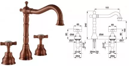 Смеситель для раковины «Migliore» Princeton 19389 медь