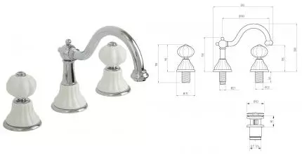 Смеситель для раковины «Migliore» Olivia 19007 с донным клапаном хром/белый