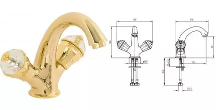 Смеситель для раковины «Migliore» Prestige Crystal 32585 с донным клапаном золото Смеситель для раковины «Migliore» Prestige Crystal 32585 с донным клапаном золото