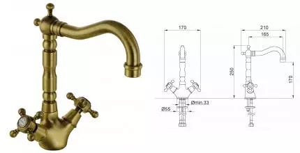 Смеситель для раковины «Migliore» Revival 19492 бронза