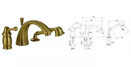 Смеситель на борт ванны «Migliore» Maya 18914 бронза Смеситель на борт ванны «Migliore» Maya 18914 бронза