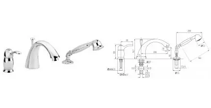 Смеситель на борт ванны «Migliore» Lem 25874 хром