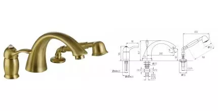 Смеситель на борт ванны «Migliore» Lem Swarovski 18875 бронза