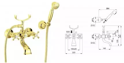 Смеситель для ванны «Migliore» Lady 18848 золото