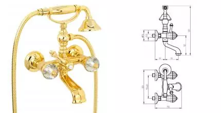 Смеситель для ванны «Migliore» Prestige Crystal 32158 золото Смеситель для ванны «Migliore» Prestige Crystal 32158 золото