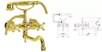 Смеситель для ванны «Migliore» Lady 18847 золото Смеситель для ванны «Migliore» Lady 18847 золото