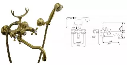 Смеситель для ванны «Migliore» Lady 18809 бронза