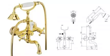 ARCADIA См-ль д/ванны внешний с поворотным изливом, золото 18394 · Arcadia, Migliore, 18394